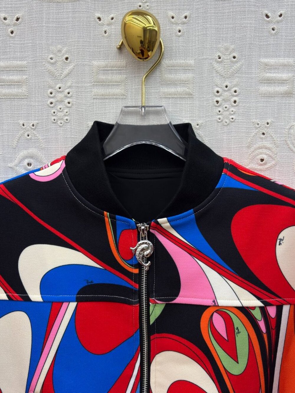 Emilio Pucci Color-Block Printed Baseball Jacket - Picture 3 of 8
